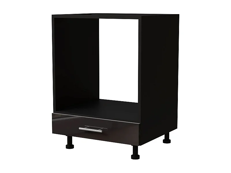 HERDUMBAUSCHRANK Essen D11K/60 Schwarz Hochglanz / Schwarz Matt 60 / 50 / 82cm