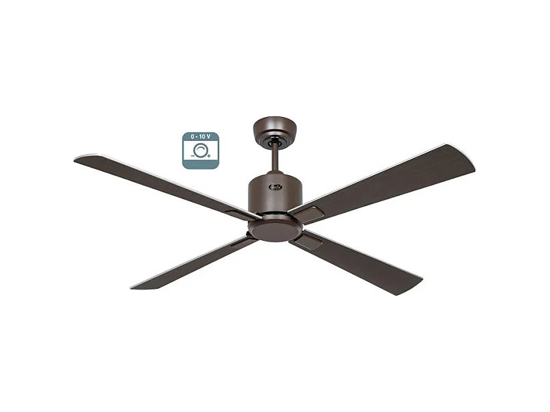 eco neo III 132 ventilateur, corps marron pales wengé et grises sans lumière, casafan