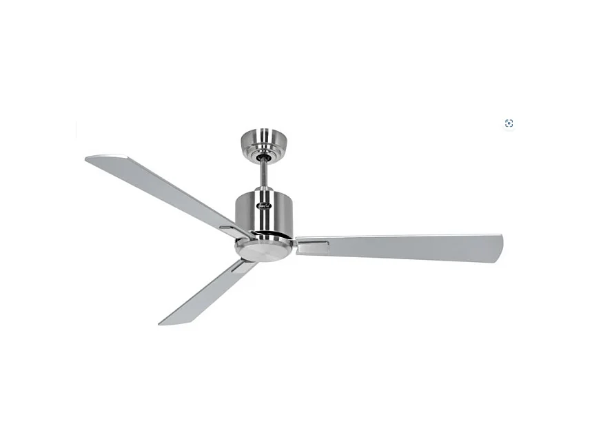 eco neo III 132 ventilateur wifi, corps en acier brossé avec pales wengé et grises sans lumière, casafan