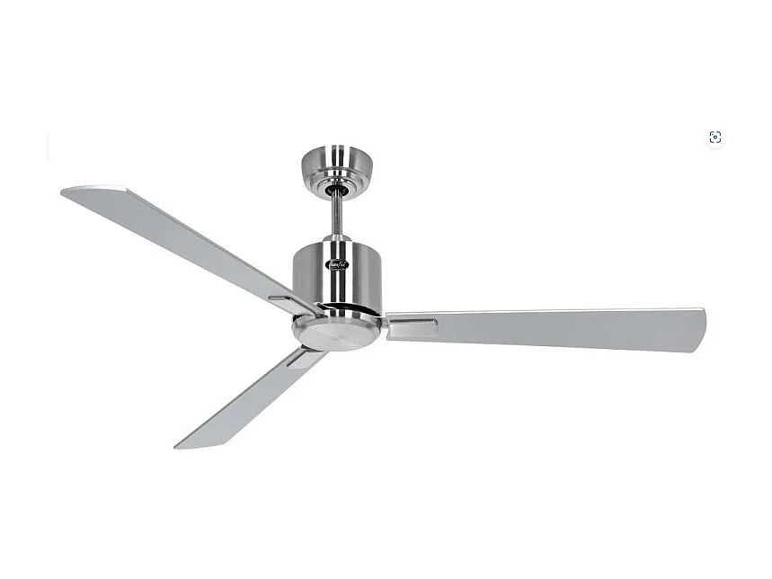 eco neo III 132 ventilateur wifi, corps en acier brossé avec pales wengé et grises sans lumière, casafan