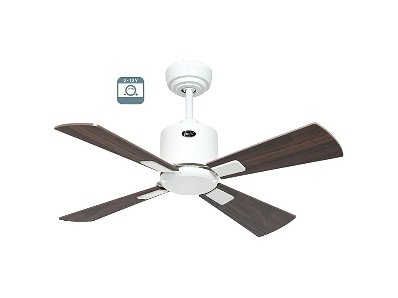 eco neo III 92, ventilateur wifi sans lumière, corps blanc avec pales en noyer et cerisier, casafan