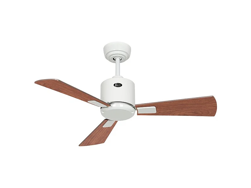eco neo III 92, ventilateur wifi sans lumière, corps blanc avec pales en noyer et cerisier, casafan