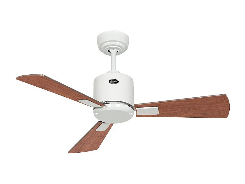 eco neo III 92, ventilateur wifi sans lumière, corps blanc avec pales en noyer et cerisier, casafan