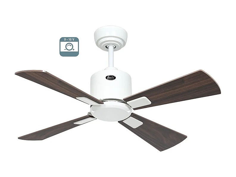 eco neo III 92, ventilateur wifi sans lumière, corps blanc avec pales en noyer et cerisier, casafan