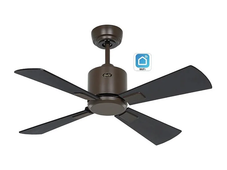 eco neo III 92, ventilateur wifi sans lumière, corps marron avec pales en teck et noires, casafan