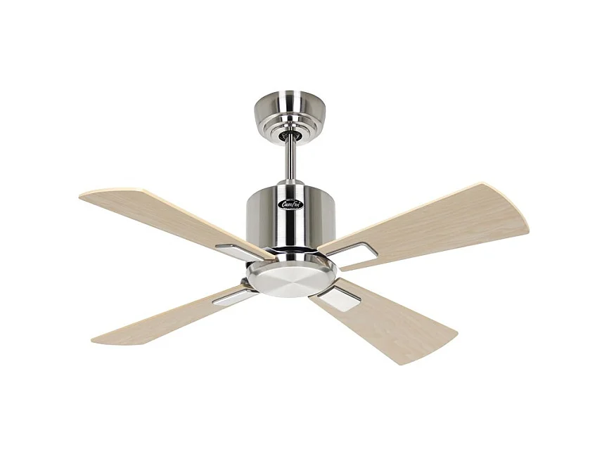 eco neo III 92, ventilateur wifi sans lumière, corps en acier brossé, pales en érable et hêtre, casafan