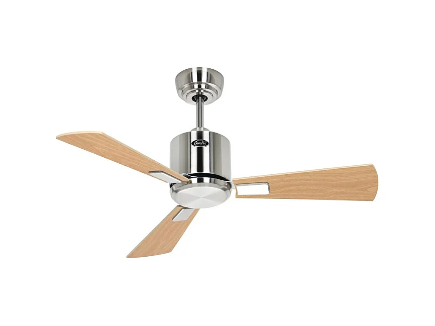 eco neo III 92, ventilateur wifi sans lumière, corps en acier brossé, pales en érable et hêtre, casafan