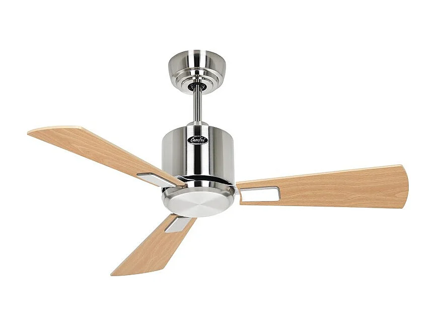 eco neo III 92, ventilateur wifi sans lumière, corps en acier brossé, pales en érable et hêtre, casafan