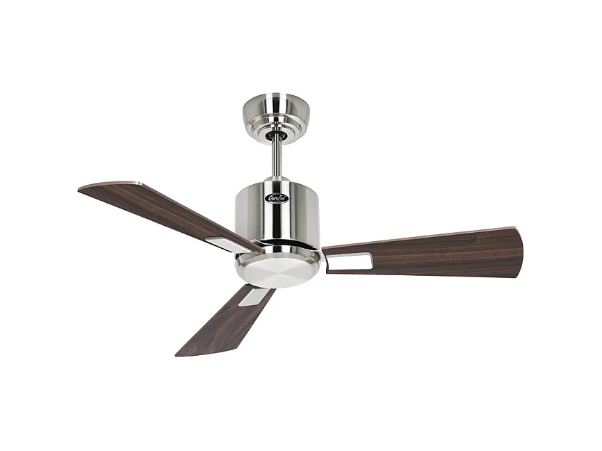 eco neo III 92, ventilateur wi-fi sans lumière, corps en acier brossé, pales en cerisier et noyer, casafan