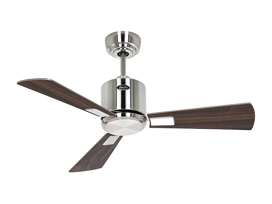 eco neo III 92, ventilateur wi-fi sans lumière, corps en acier brossé, pales en cerisier et noyer, casafan