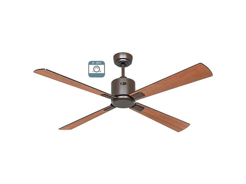 eco neo III 132 ventilateur, corps marron avec pales en teck et noires sans lumière, casafan