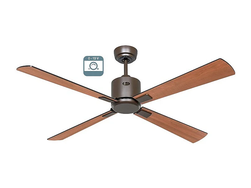 eco neo III 132 ventilateur, corps marron avec pales en teck et noires sans lumière, casafan