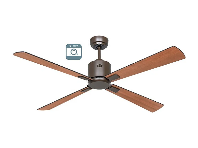 eco neo III 132 ventilateur, corps marron avec pales en teck et noires sans lumière, casafan