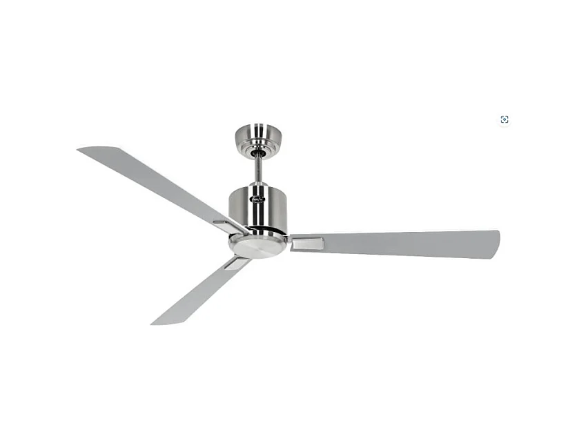 eco neo III 132 ventilateur Wi-Fi, corps en acier brossé avec pales blanches et grises sans lumière, casafan