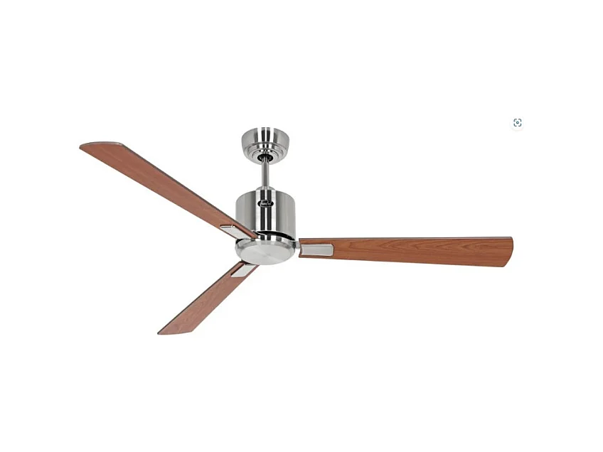 eco neo III 132 Ventilateur wi-fi, corps en acier brossé avec pales en noyer et cerisier sans lumière, casafan