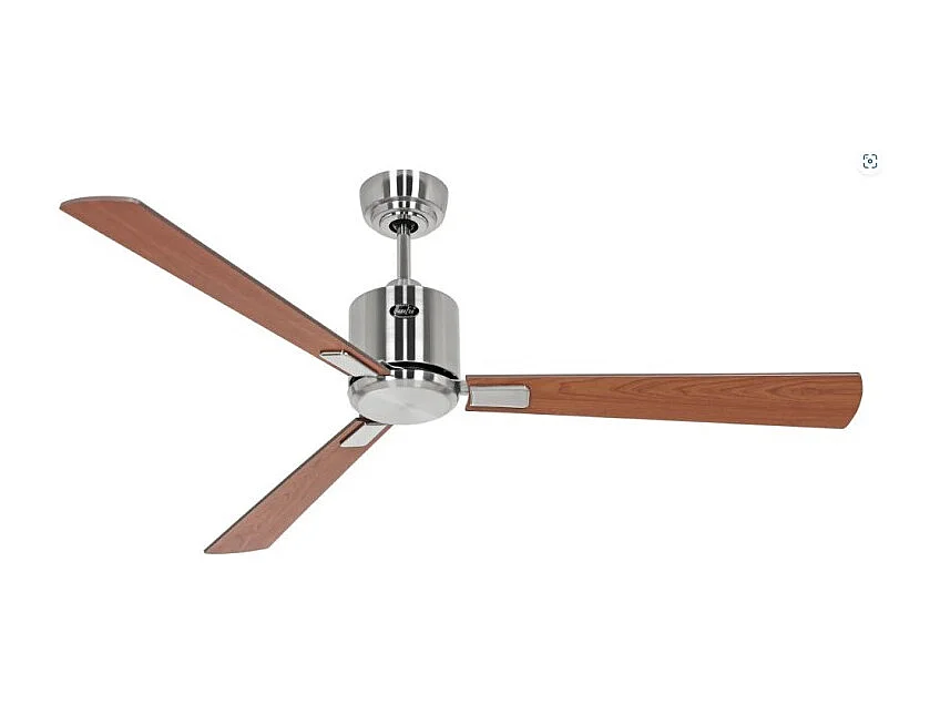 eco neo III 132 Ventilateur wi-fi, corps en acier brossé avec pales en noyer et cerisier sans lumière, casafan