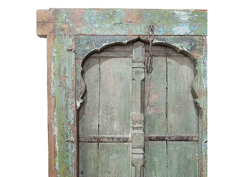 Ventana de madera acabado artesanal azul 100x14x180h cm