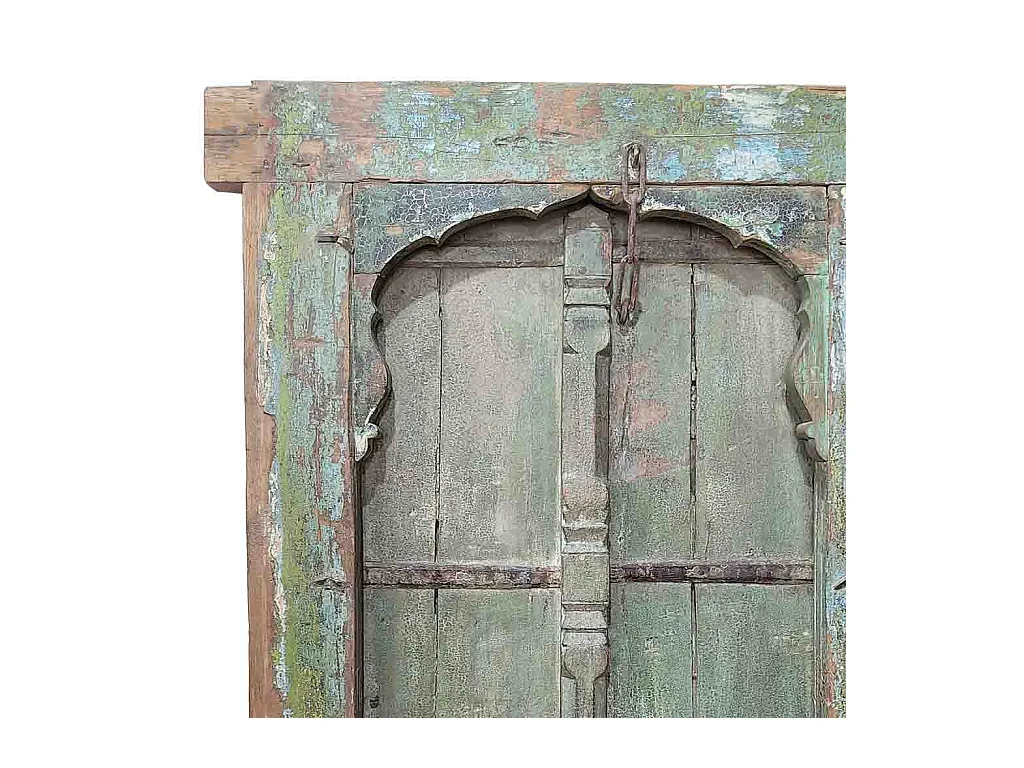 Ventana de madera acabado artesanal azul 100x14x180h cm