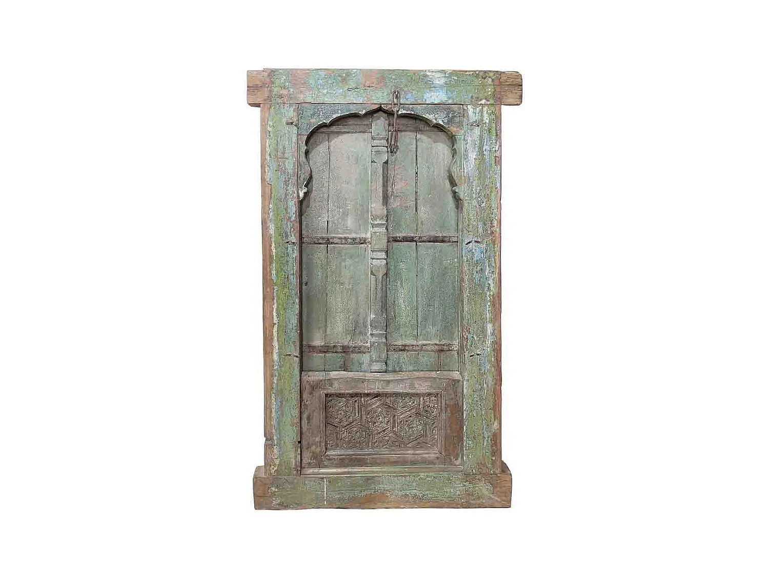 Ventana de madera acabado artesanal azul 100x14x180h cm