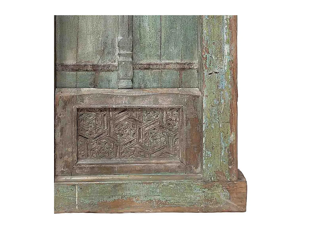 Ventana de madera acabado artesanal azul 100x14x180h cm