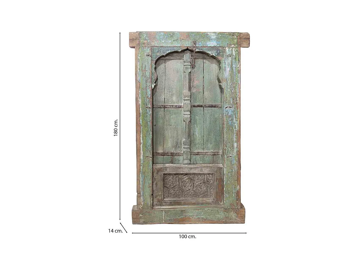 Ventana de madera acabado artesanal azul 100x14x180h cm