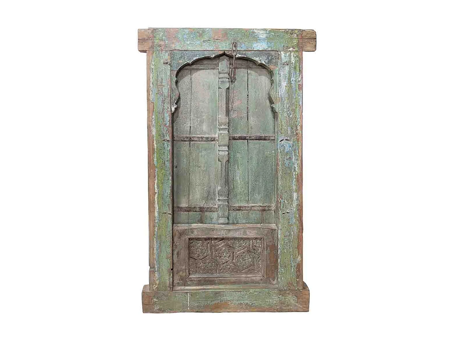 Ventana de madera acabado artesanal azul 100x14x180h cm