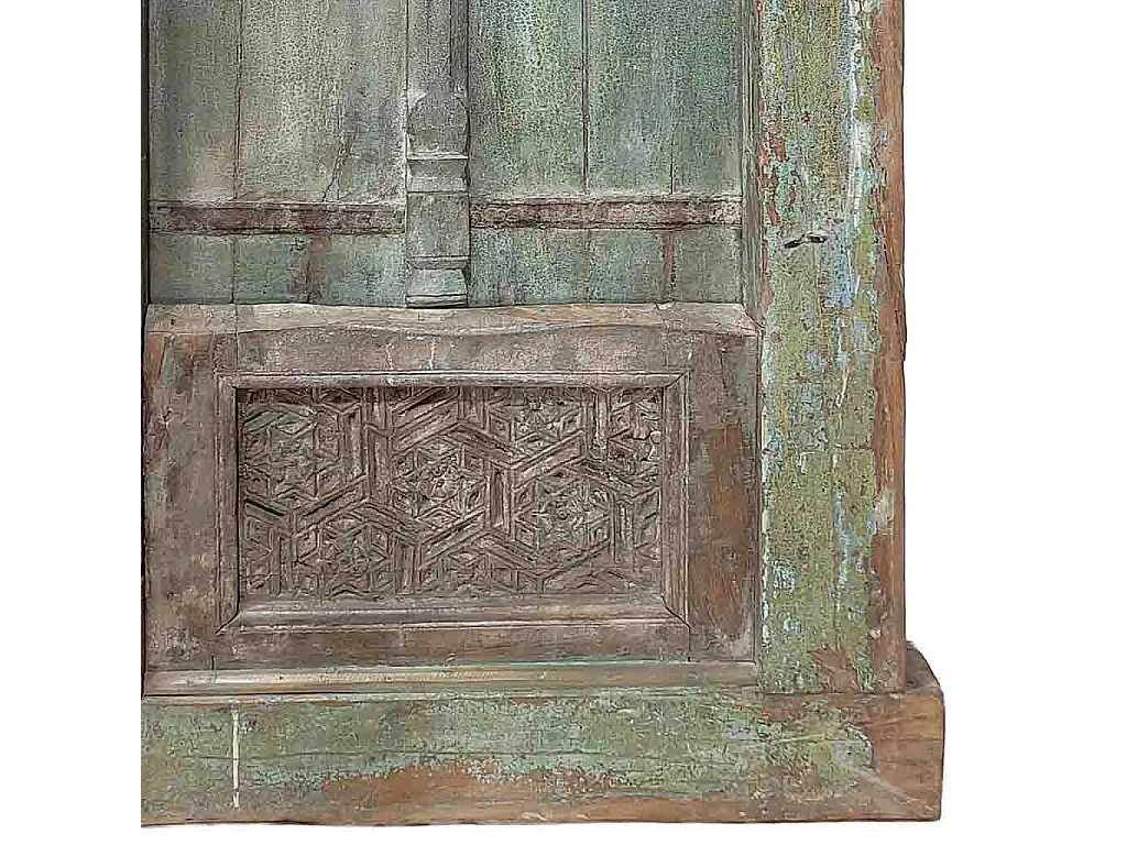 Ventana de madera acabado artesanal azul 100x14x180h cm