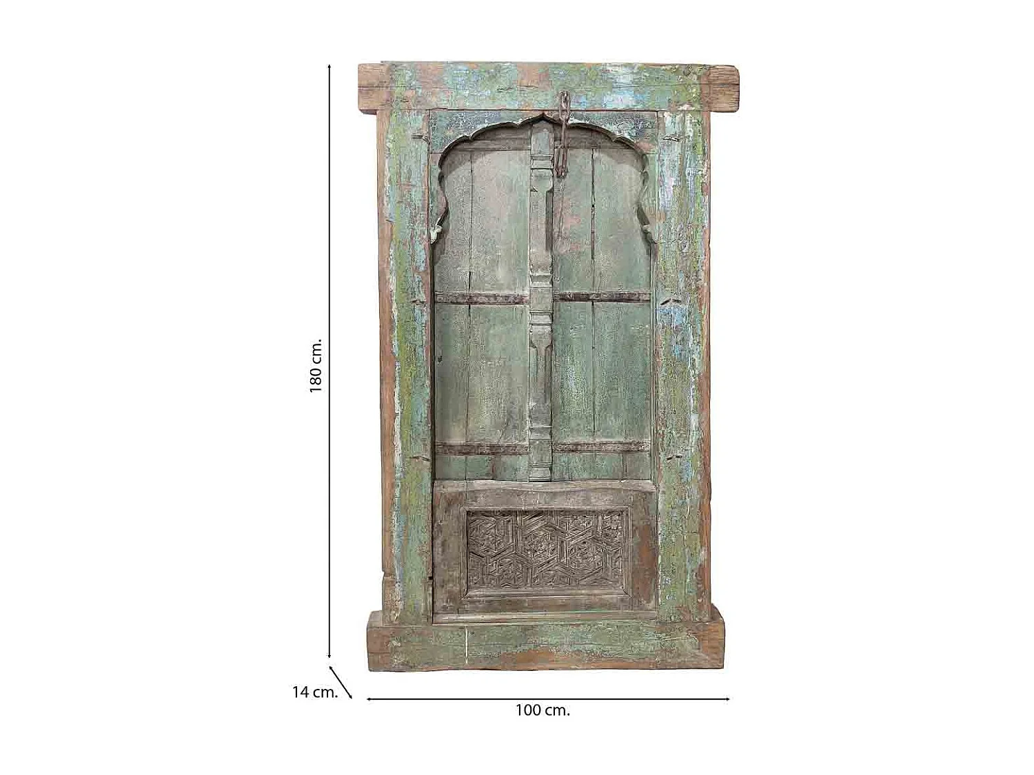 Ventana de madera acabado artesanal azul 100x14x180h cm