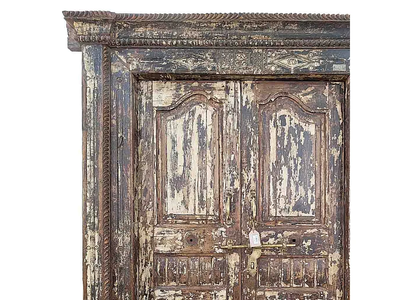 Porte artisanale en bois marron 143x26x237h cm