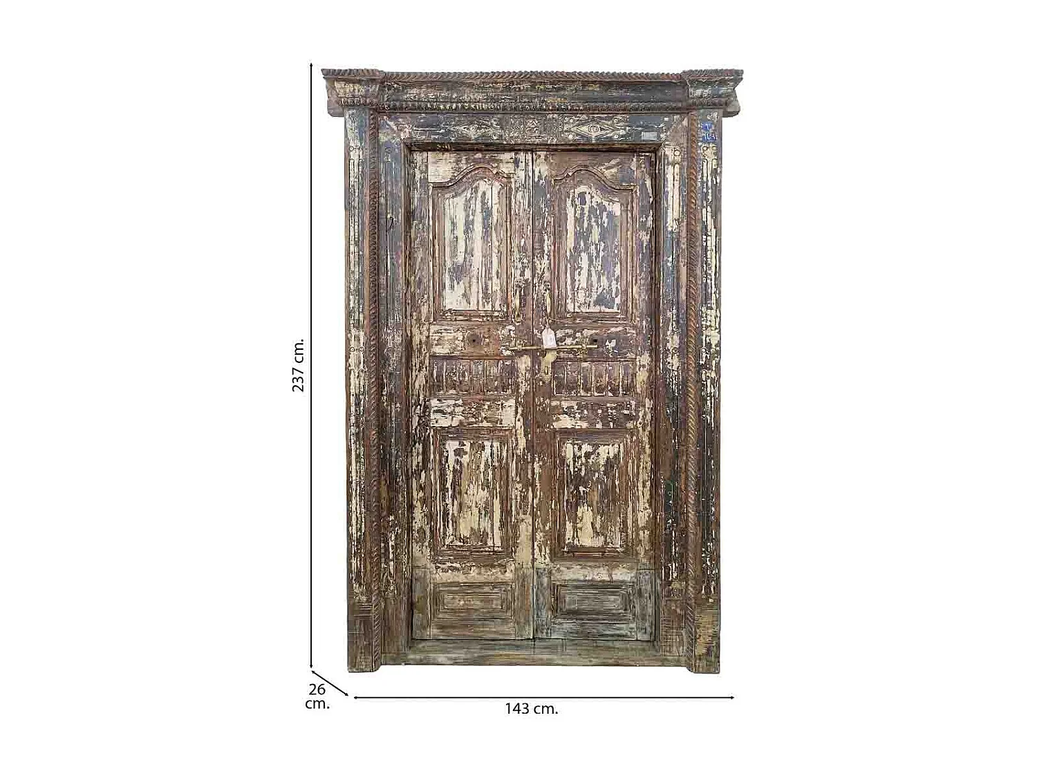Puerta de madera acabado artesanal marrón 143x26x237h cm