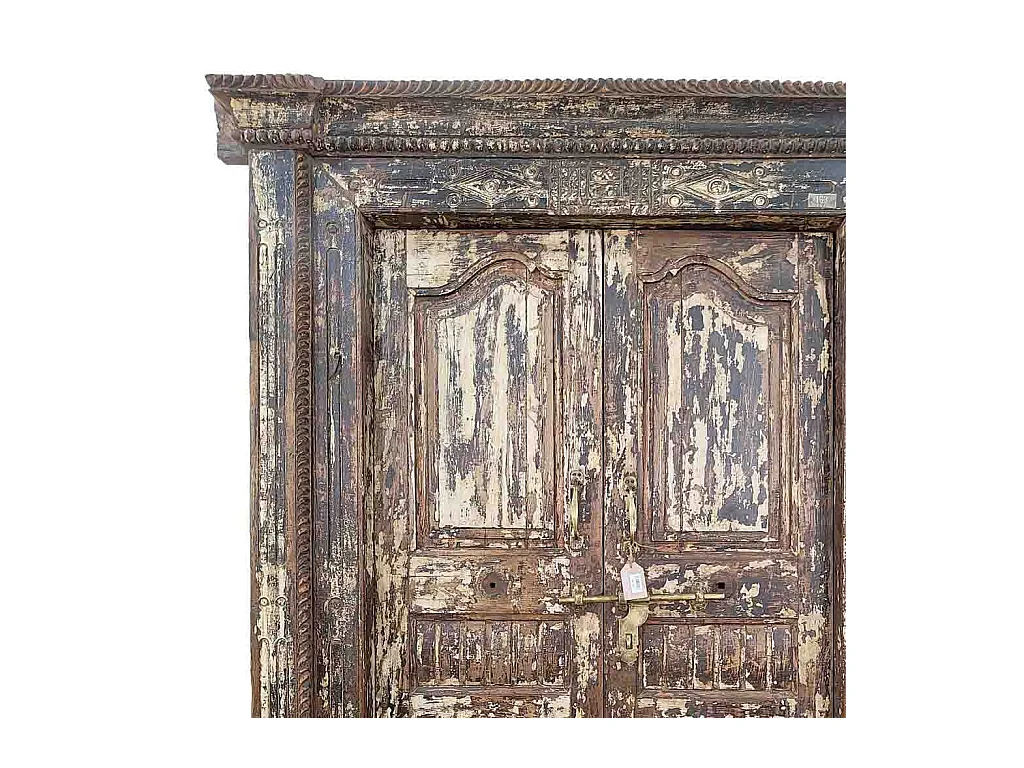 Porte artisanale en bois marron 143 x 26 x 237 cm h
