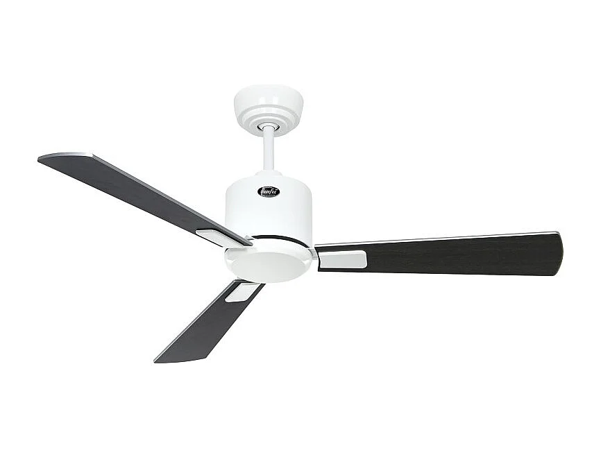 eco neo III 103 ventilateur, wi-fi sans lumière, corps blanc avec pales wengé et grises, casafan
