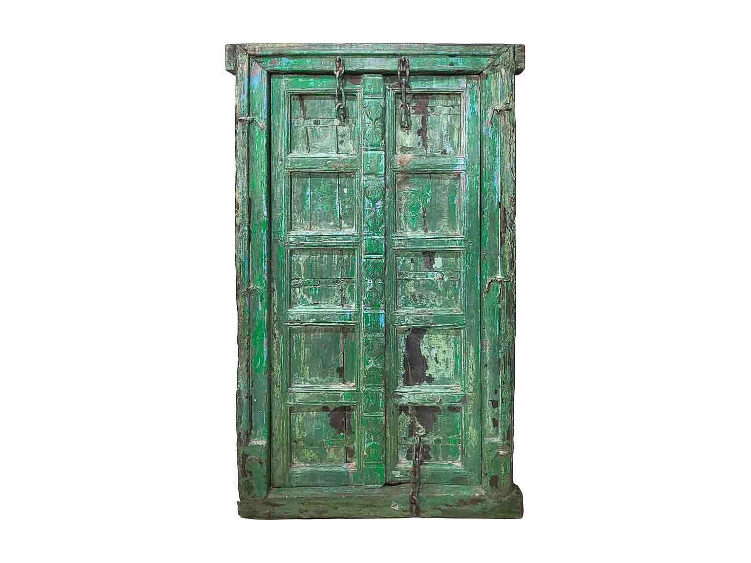 Porta de madeira artesanal verde 96x10x172 cm