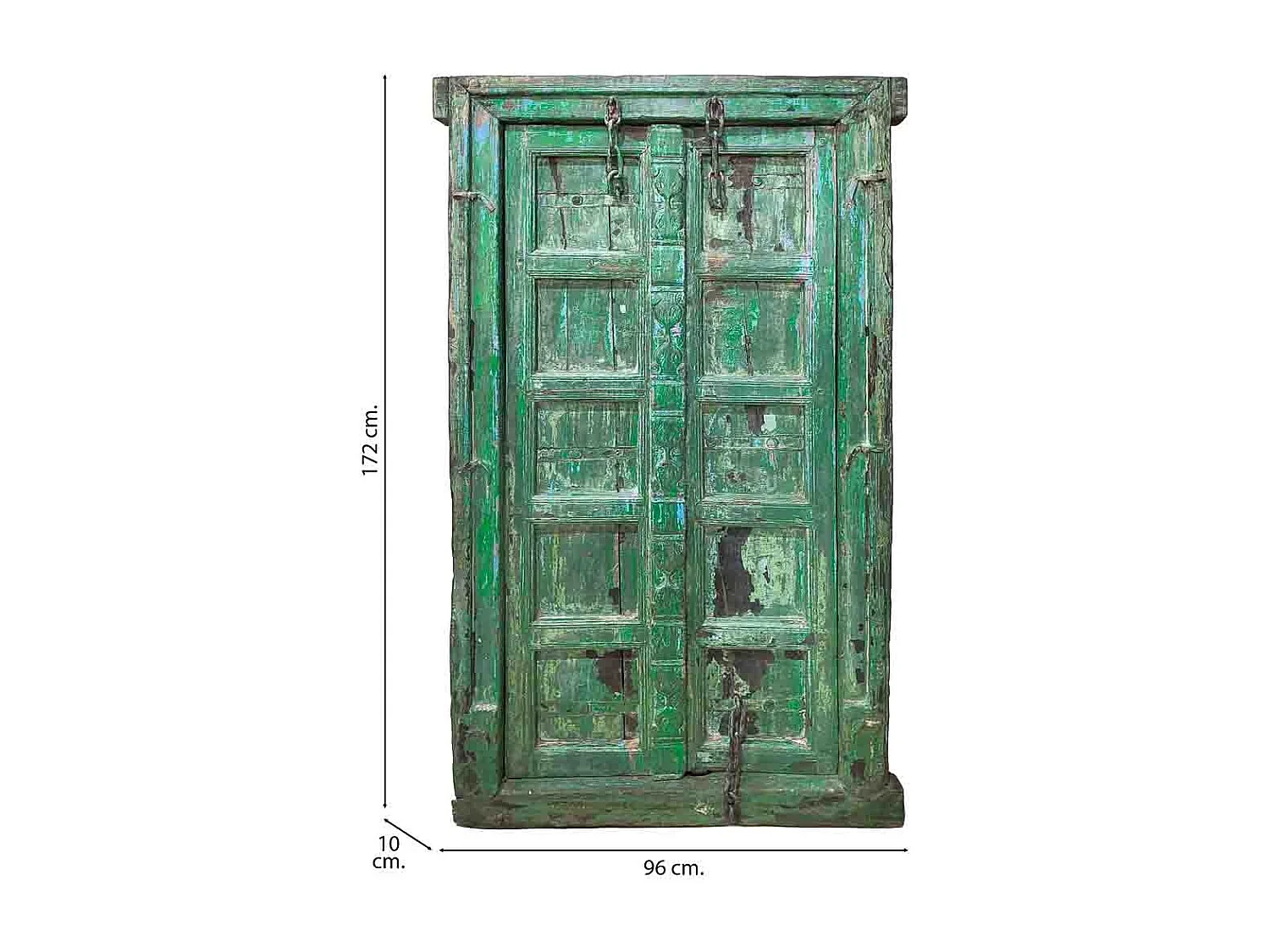 Porta de madeira artesanal verde 96x10x172 cm