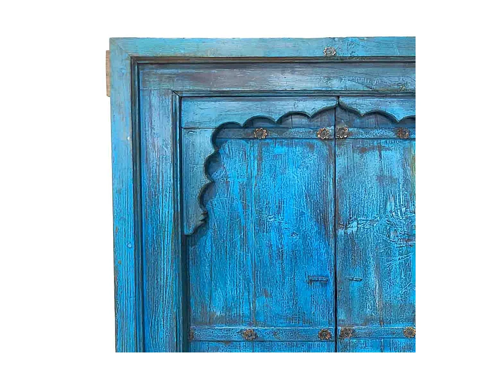 Fenêtre en bois bleu faite main 94 x 12 x 142 cm