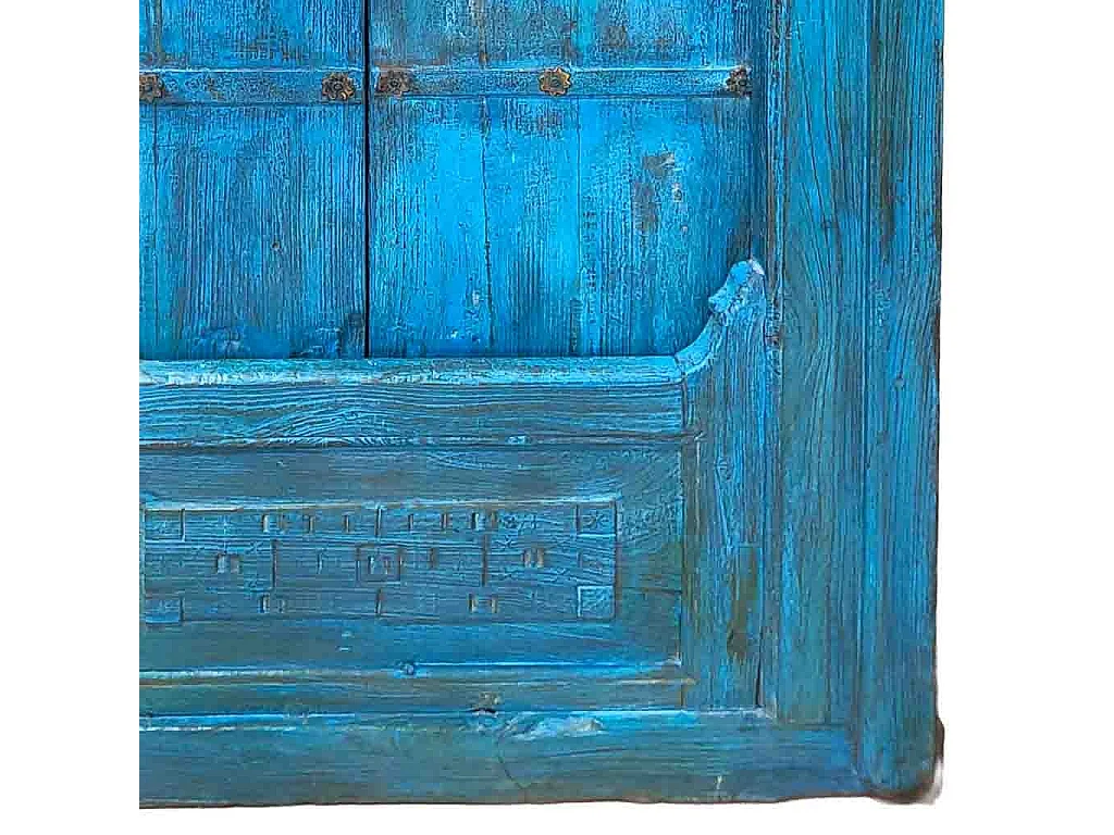 Fenêtre en bois bleu faite main 94 x 12 x 142 cm