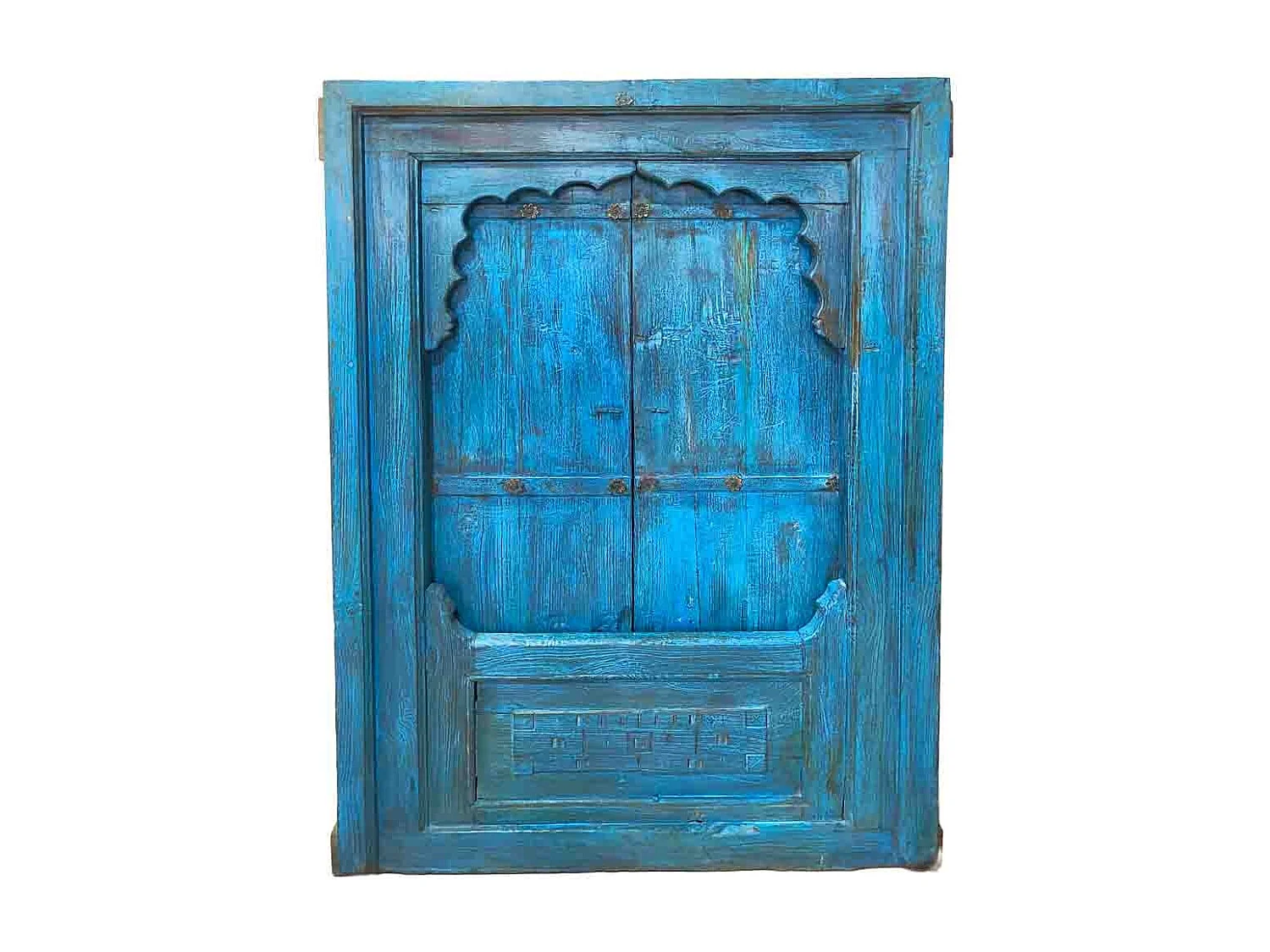 Janela de madeira azul feita à mão 94x12x142 cm