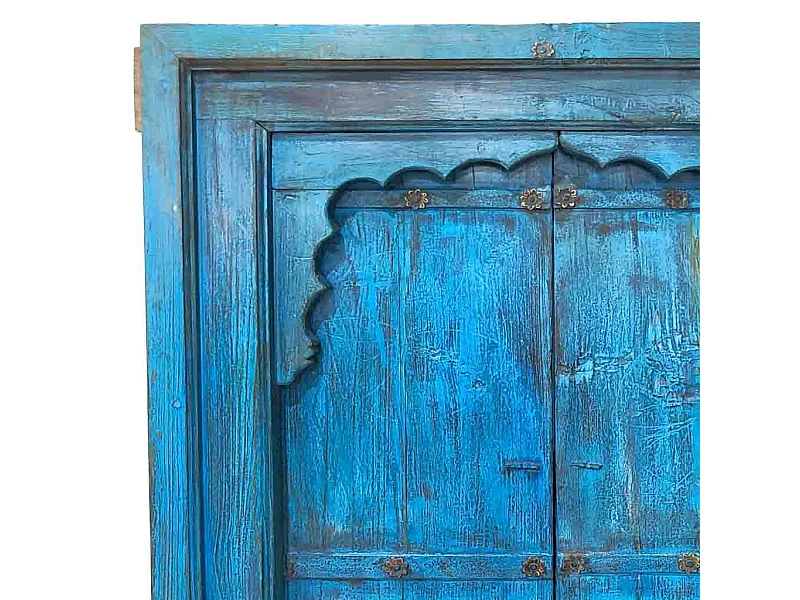 Ventana de madera acabado artesanal azul 94x12x142h cm