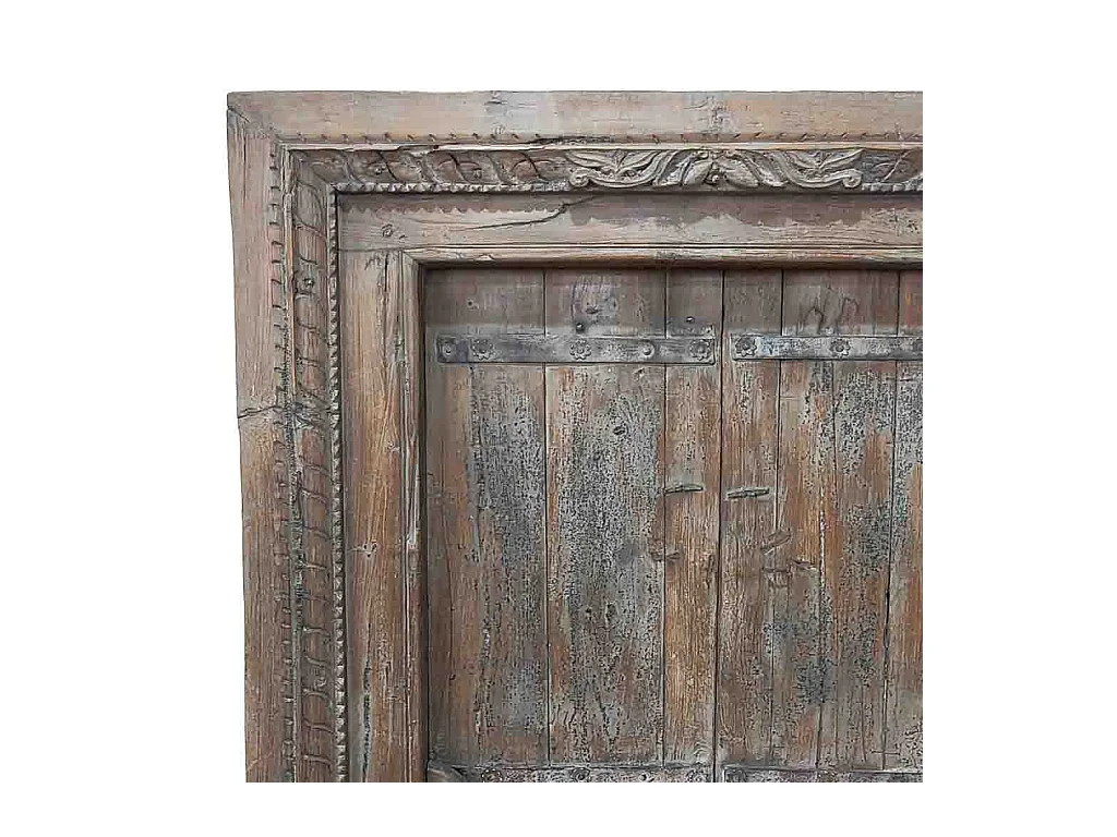 Fenêtre artisanale en bois marron 99x11x148h cm