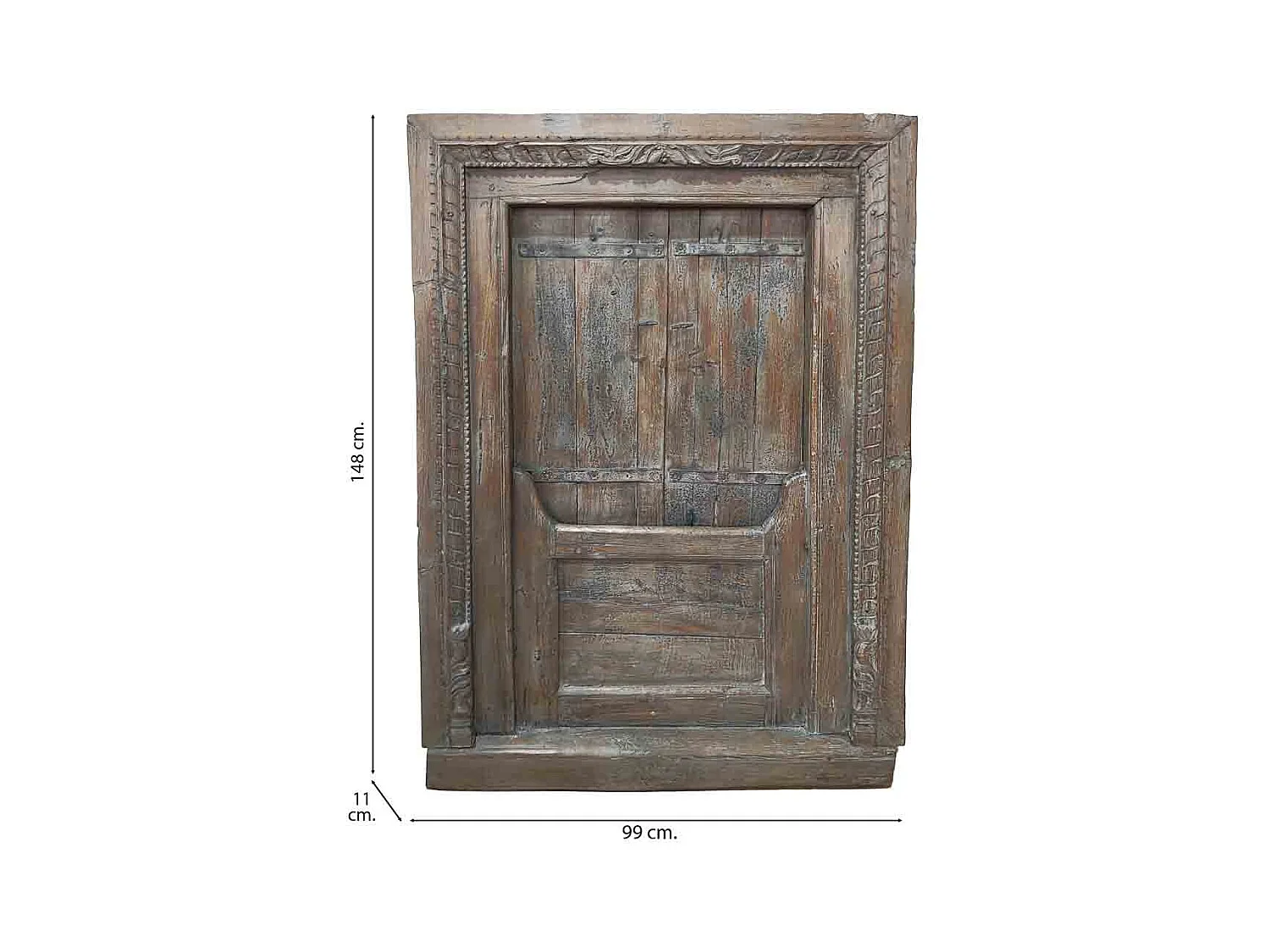Fenêtre artisanale en bois marron 99x11x148h cm