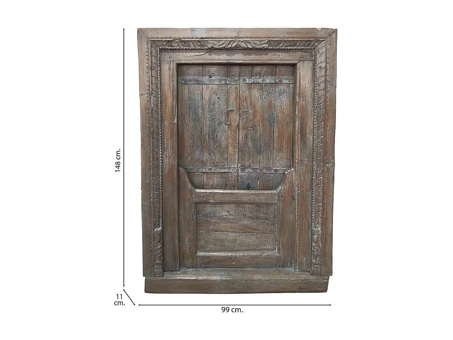 Janela de madeira castanha feita à mão, 99x11x148 cm