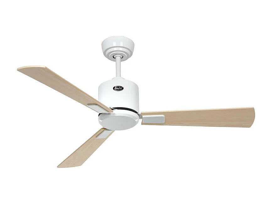 eco neo III 103 ventilateur wifi sans lumière, corps blanc avec pales en érable et hêtre, casafan