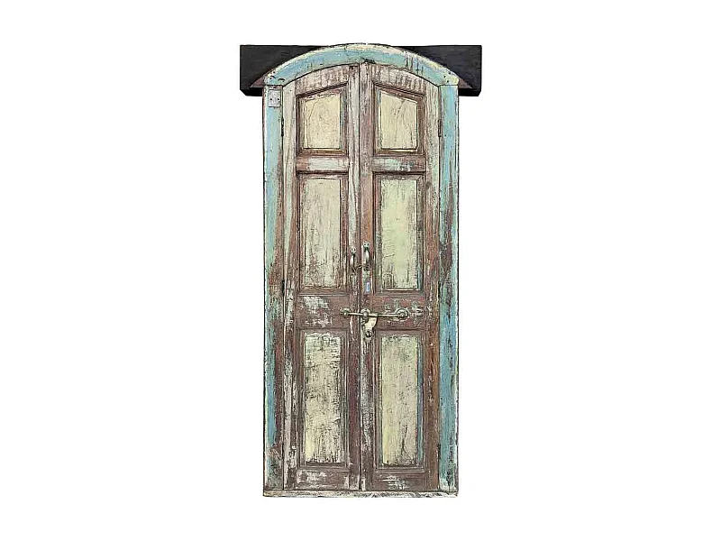 Puerta de madera marrón con acabado artesana marrón 90x12x208h cm