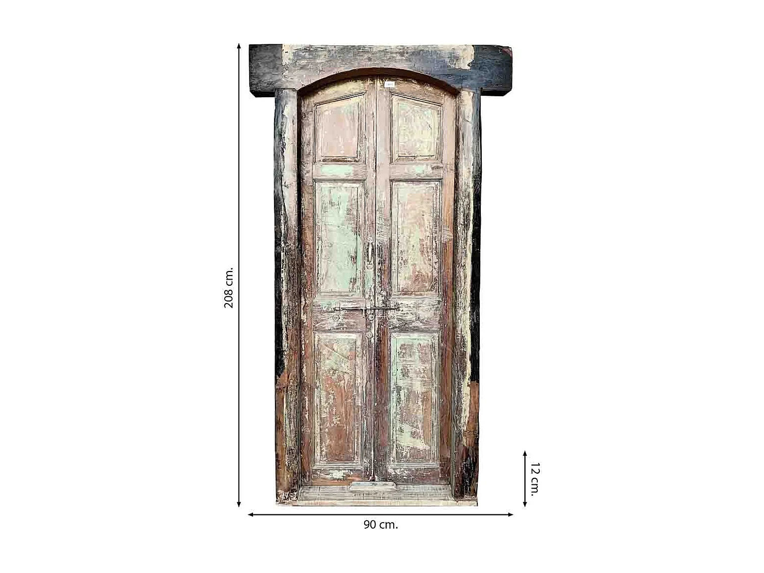 Puerta de madera marrón con acabado artesana marrón 90x12x208h cm