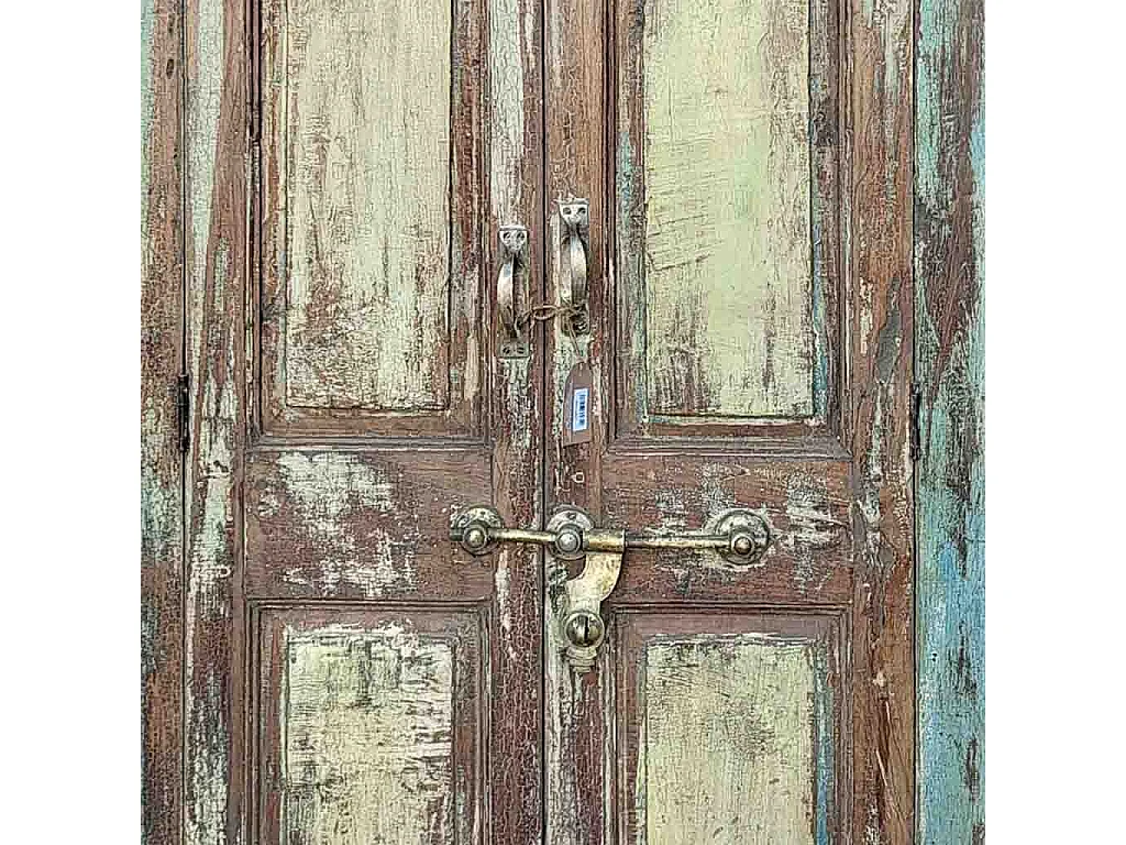 Puerta de madera marrón con acabado artesana marrón 90x12x208h cm