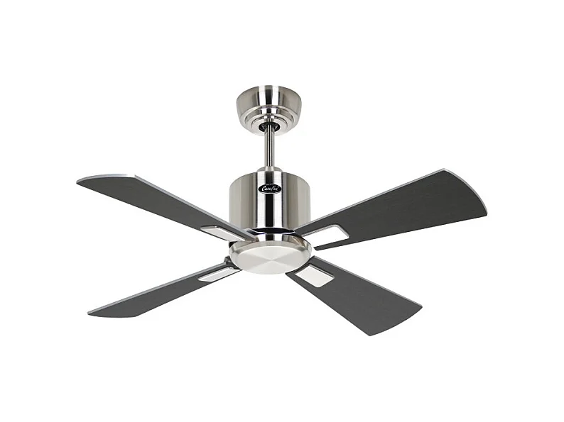 eco neo III 92, ventilateur wi-fi sans lumière, corps en acier brossé, pales wengé et grises, casafan