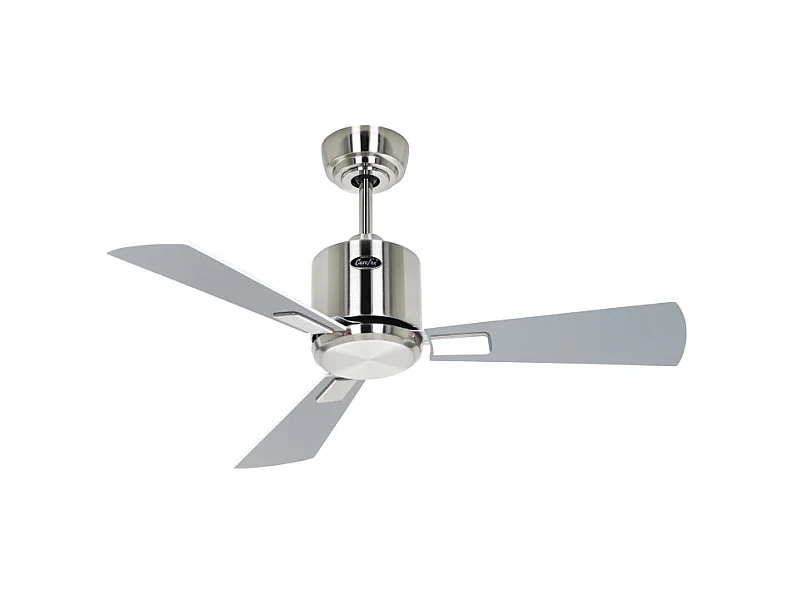 eco neo III 92, ventilateur wi-fi sans lumière, corps en acier brossé, pales wengé et grises, casafan