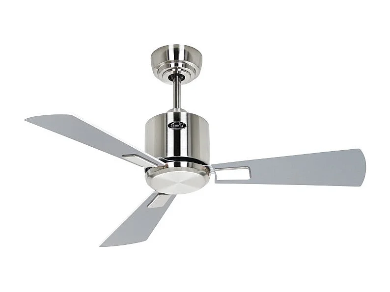 eco neo III 92, ventilateur wi-fi sans lumière, corps en acier brossé, pales wengé et grises, casafan