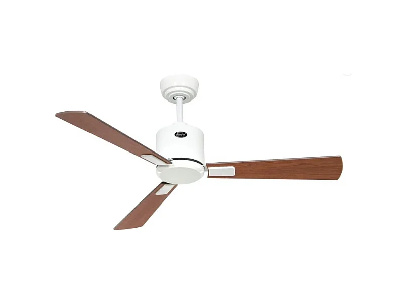 eco neo III 103, ventilateur wifi sans lumière, corps blanc avec pales en noyer et cerisier, casafan