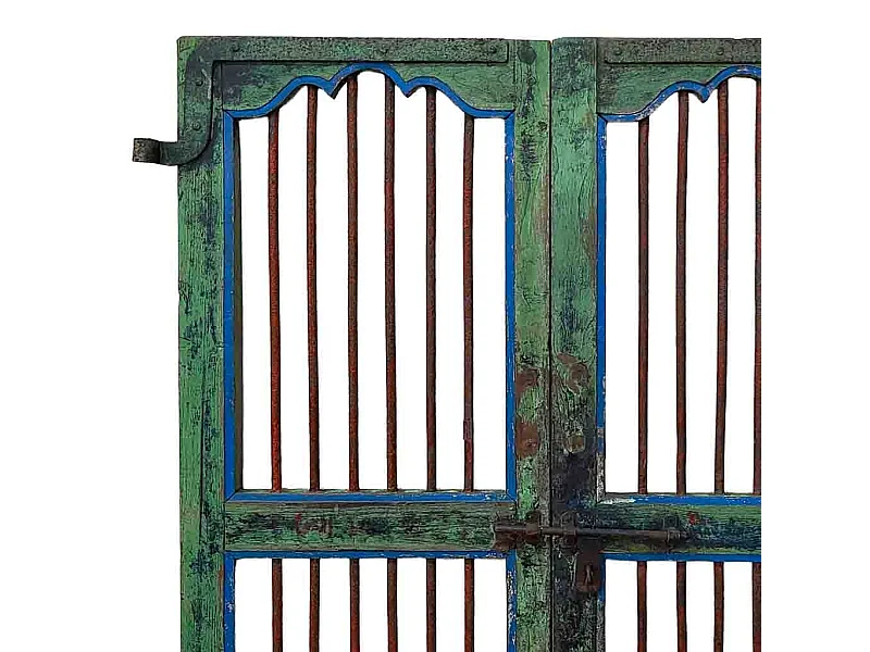 Porta de madeira artesanal azul 107x4x178 cm